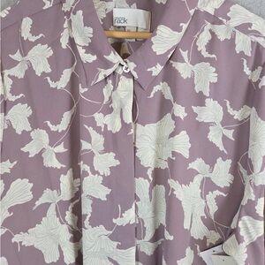 Nordstrom Rack Womens 3XL Blouse Top Purple Terrace Floral Button Up Career NWT.
